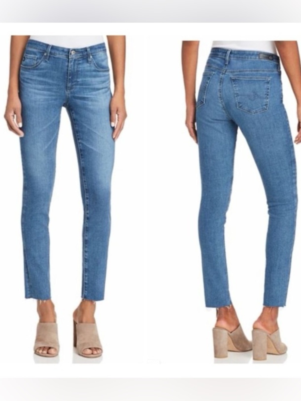 Ag Adriano Goldschmied Stevie Ankle Raw Hem Cropped Jeans 32